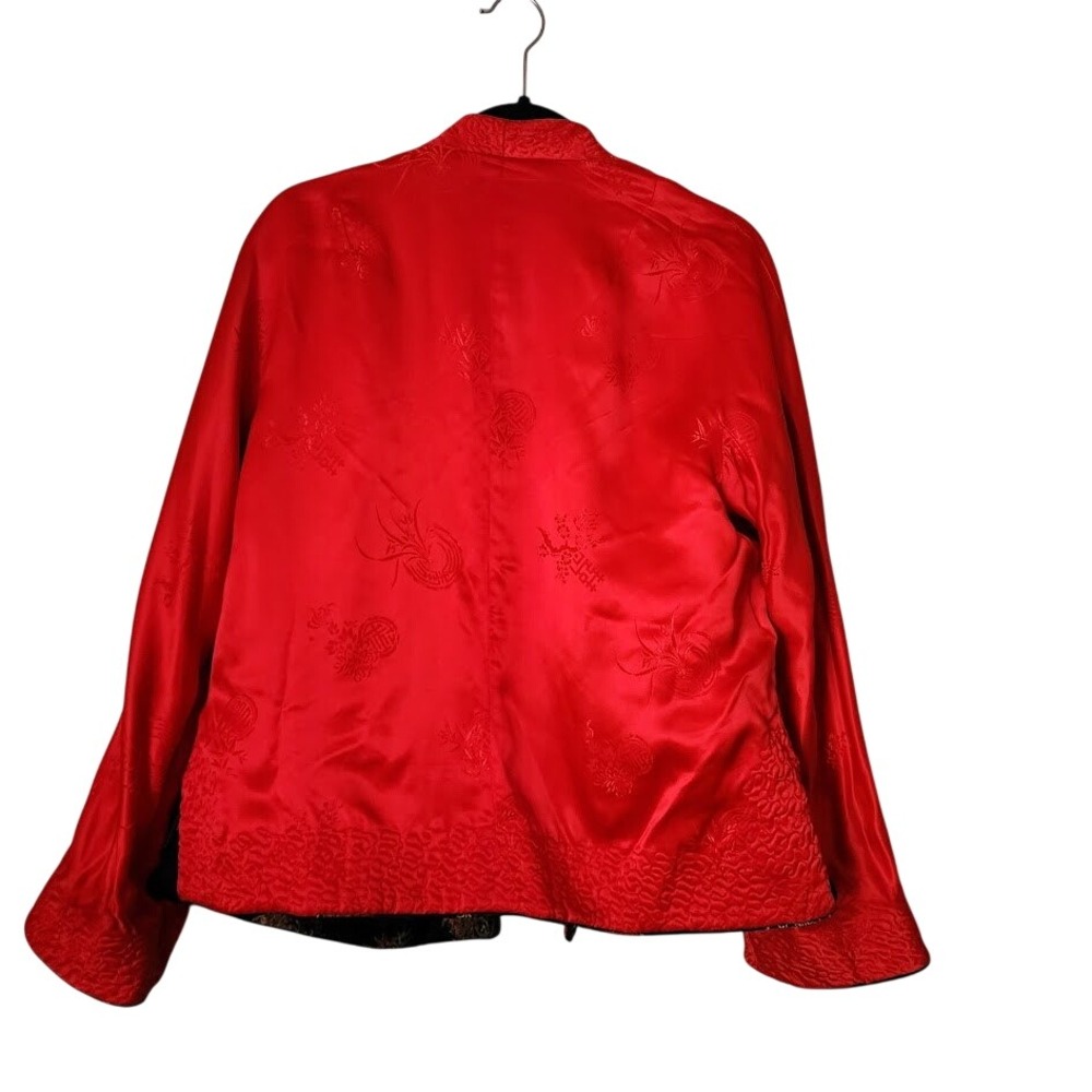 Vintage Reversible Silk Feel Brocade Jacket Frog Closure‎ Size 44 - Picture 5 of 13